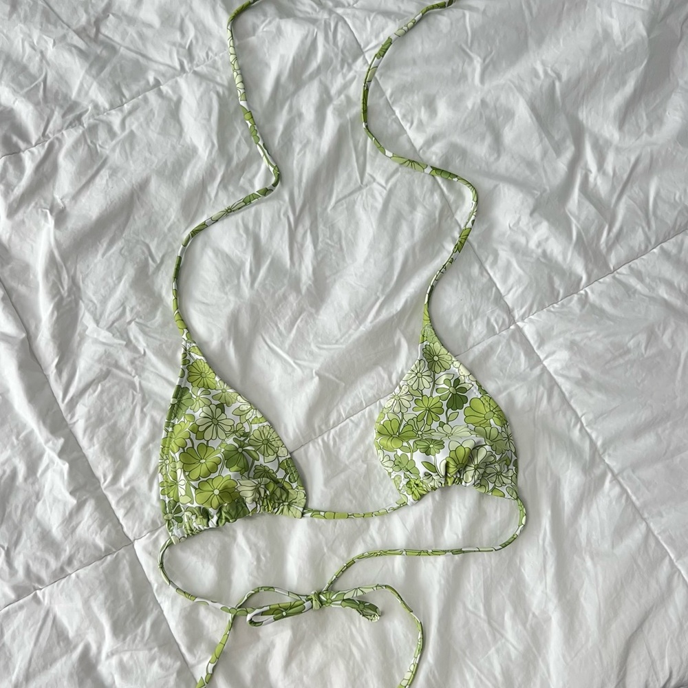 Floral & Green Bikini Top (M)